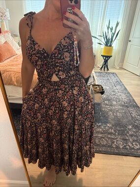 Ulla Johnson Floral Summer Maxi Dress - Navy & Pink